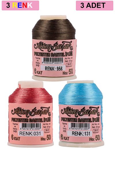 Rasanet 3 Pieces of Gold Spike Needle and Lace Thread 20 Gr - Royaleks - No: 031 - 131 - 956