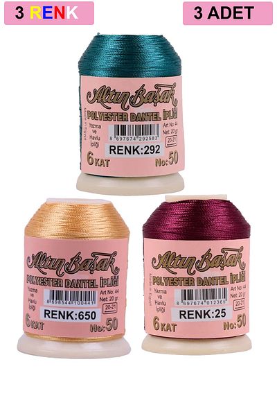 Altınbaşak 3 Pieces of Needle and Lace Floss 20 g - Royaleks - No: 650 - 025 - 292