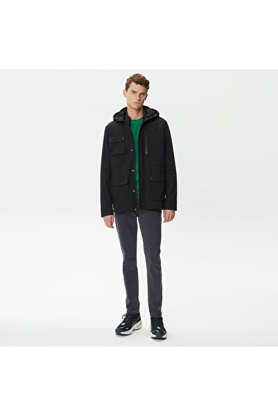 Lacoste Erkek Kapüşonlu Kapitone Siyah Mont