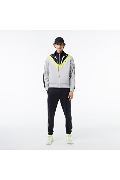 Lacoste Erkek Regular Fit Fermuarlı Renk Bloklu Gri Sweatshirt