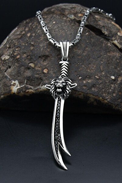 Prestige Aslan Ve Hz. Ali Zülfikar Kılıcı Figürlü Kral Zincirli 925 Ayar Gümü...