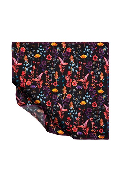 ipekevi Шовковий шарф з твілу Іпекеві - Мініатюрні квіти - Чорний