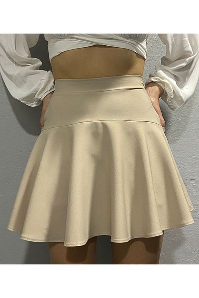 AL&SU BUTİK Women's Stone Color Mini Shorts Skirt