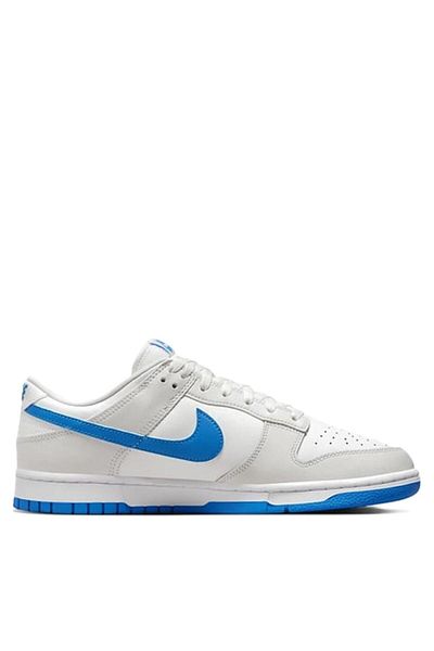 Nike Dunk Low Retro - Men's Genuine Leather Sneakers White Blue Swoosh