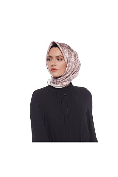 ipekevi Twill İpek Eşarp - Typo Monogram - Gül Kurusu