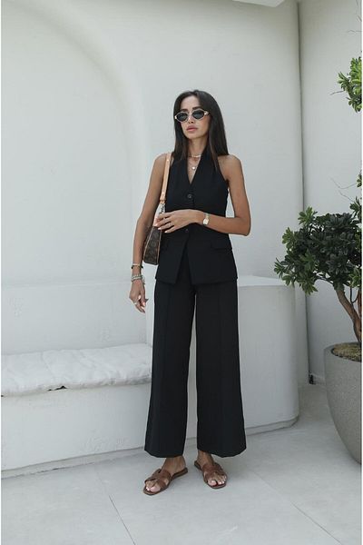 Havoş Set vestă și pantaloni neagră Hillary - gât agățat
