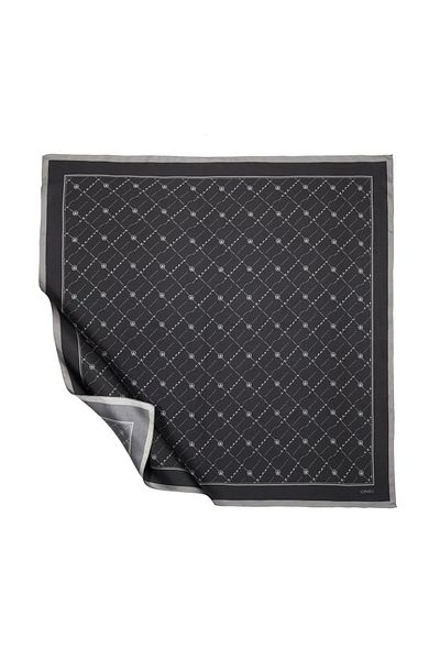 ipekevi Μεταξωτό μαντήλι Twill - Μονόγραμμα - Μαύρο Ασημί