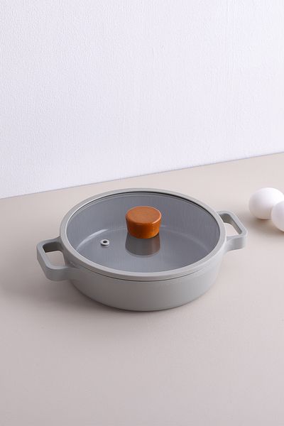 NEOFLAM 20 cm Gray Aluminum Fika Sahan - with Glass Lid