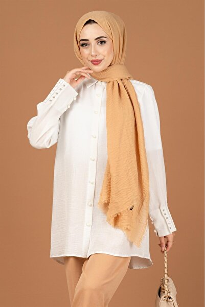 Sevitli Tunic with Jewelled Sleeves-White