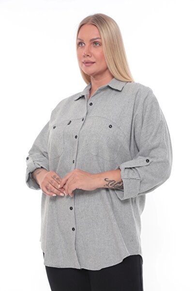 Lady Majestic قميص نسائي من القطن مقاس كبير