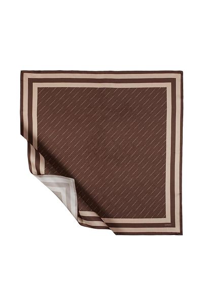 ipekevi Eșarfă din mătase Twill - Signature în dungi - Maro