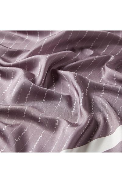 ipekevi Eșarfă din mătase din twill - Dungi Signature - Fig Purple
