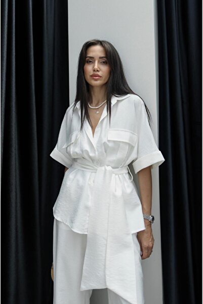 Havoş Shirt and Trousers Set - White Belted