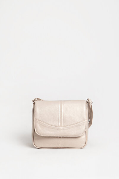 Dericlub 2018 Beige Colored Women's Crossbody Bag - Real Leather