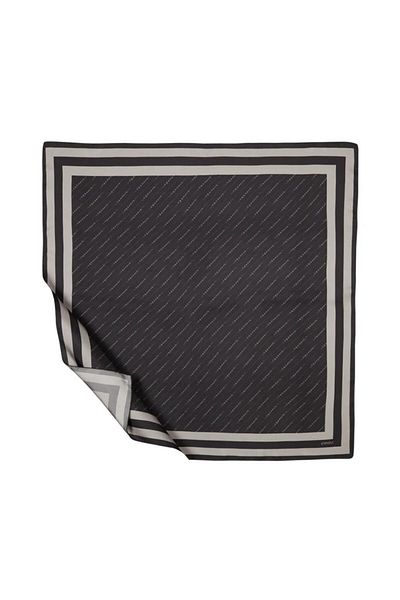ipekevi Eșarfă din mătase din twill - Dungi Signature - Afumat