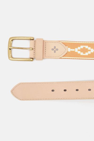 Sun Stone Men Faux Leather Belt, Gold