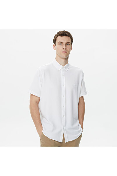 Nautica Erkek Beyaz Classic Fit Kısa Kollu Gömlek