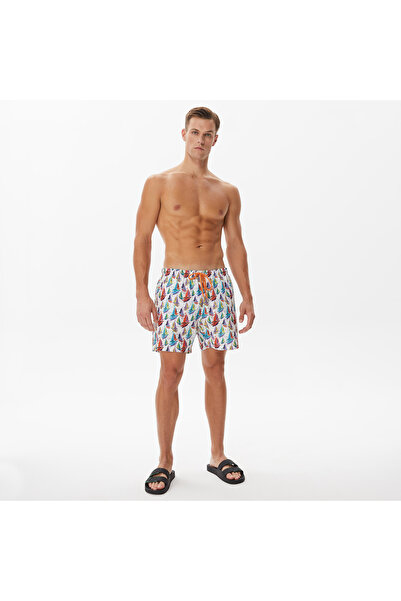 Nautica Erkek Beyaz Baskılı Deniz Şortu