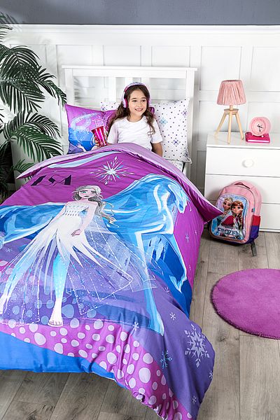 Özdilek Frozen Snow Single Disney Licensed Elastic Fitted Bed Sheet Children's Duvet Cover Set