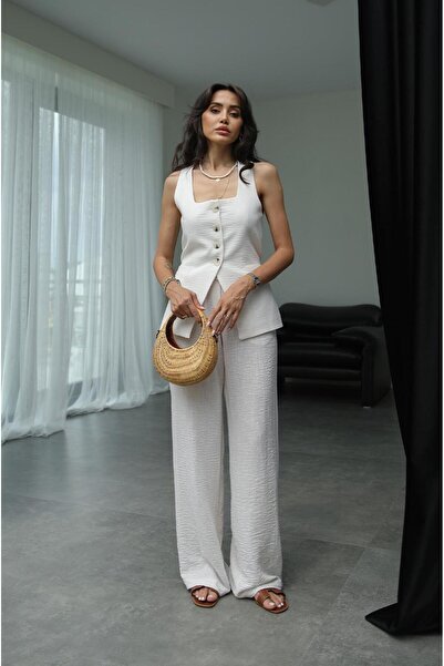 Havoş Sabina White Vest and Trousers Set