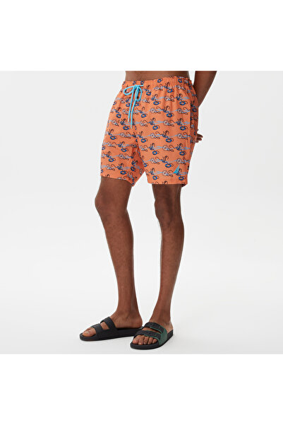 Nautica Erkek Turuncu Baskılı Deniz Şortu