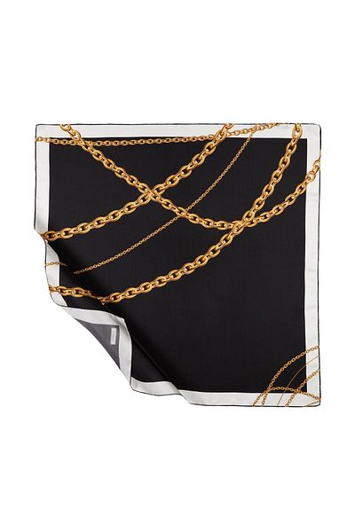 ipekevi Μαύρο μεταξωτό μαντίλι Rococo Tivil Model 03