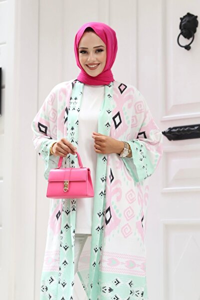 Modaensarbutik Çini Desen Kimono-PEMBE