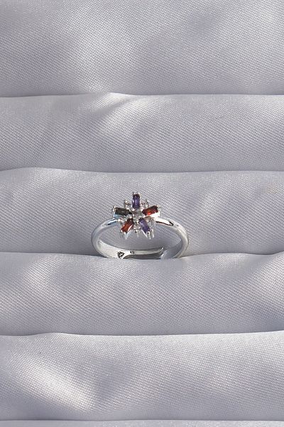 marketdeyim Hepsgr Special Series Brass Silver Color Colorful Zircon Stone Adjustable Ring