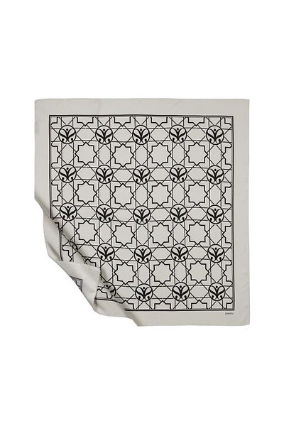 ipekevi Μαντίλι Seljuk Monogrammed Silk House Twill - Γκρι Μαύρο