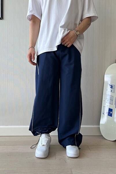 Flaw Wear Navy Blue Sweatpants with Piping Transition