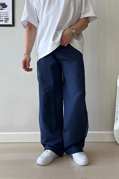 Flaw Wear Navy Blue Sweatpants with Piping Transition