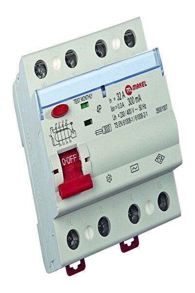 MAKEL Sigorta 32 Amper 3P+N 300 Ma Kaçak Akım Rolesi 35001007