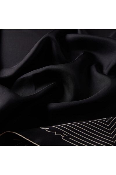 ipekevi Twill Silk Scarf - Prive - Μαύρη Κρέμα