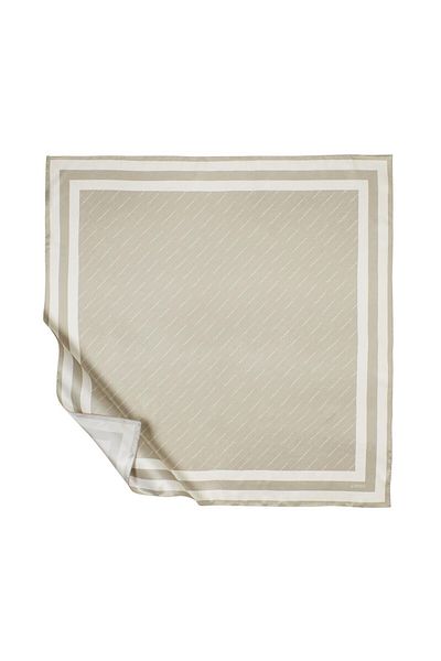 ipekevi Eșarfă din mătase Twill - Signature în dungi - Verde Nil