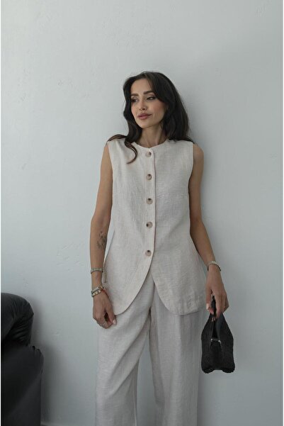 Havoş Nalanda Beige Vest and Trousers Set