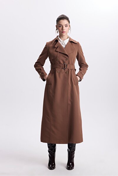 Zühre Zincir ve Kemer Detaylı Kahve Trençkot 12615