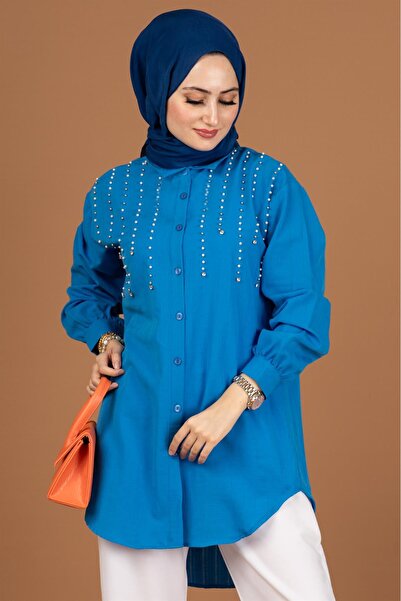 Sevitli Tunica cu perle în față - Albastru