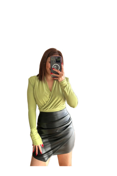 Octagon Bluz Vatkalı Kruvaze Fıstık Yeşili