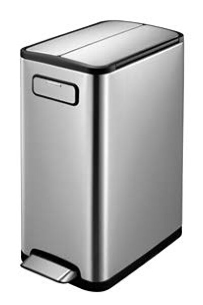 Prima Nova Dikdörtgen Paslanmaz Çelik Pedallı Mutfak Banyo Çöp Kovası 30 Lt