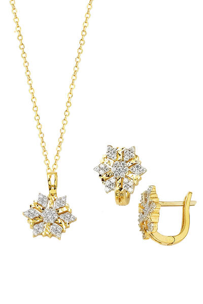 Label Kartanesi Kolye Küpeli Altın Set