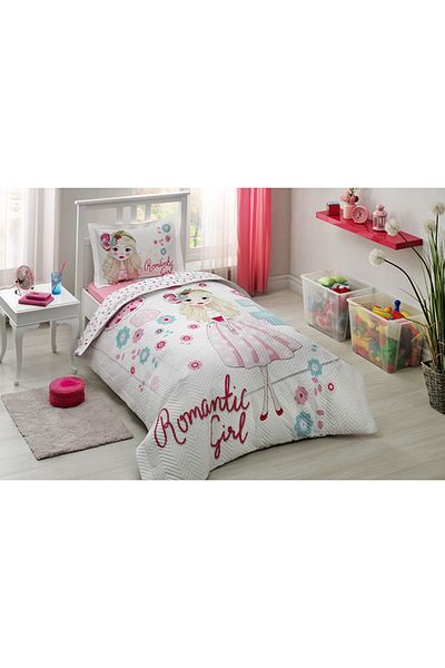 Özdilek Set de husă de pilota matlasată pentru o singură fetiță romantică