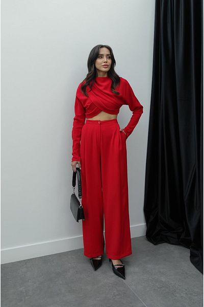 Havoş Red Cross Double-breasted Blouse Trousers Set