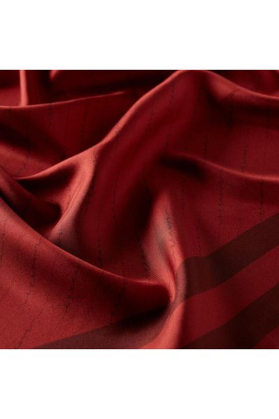ipekevi Eșarfă din mătase Twill - Signature în dungi - Roșu