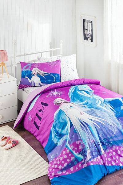 Özdilek Frozen Snow Single Disney Licensed Elastic Fitted Bed Sheet Children's Duvet Cover Set