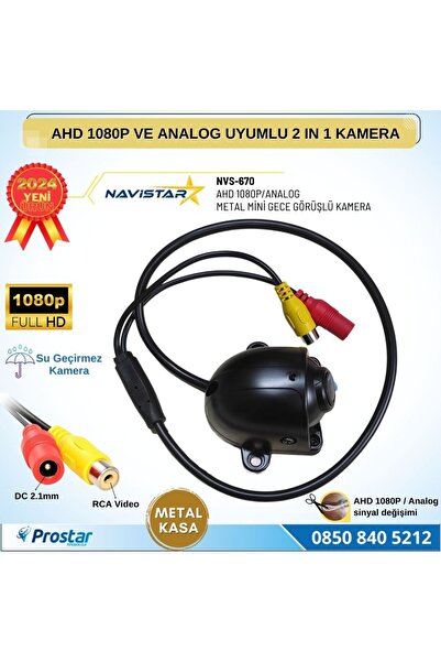 Navistar Metal Mini Kasa AHD 1080P ve Analog Pal Çevirilebilir Starlight Gece...