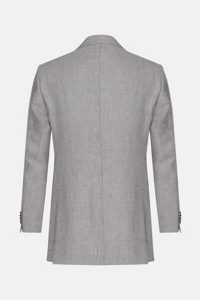 W Collection Gri Düğmeli Keten Yün Ceket