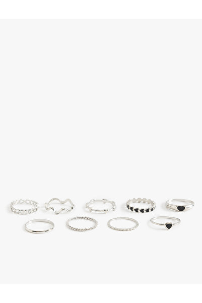 Koton Ring Set 9-Piece Heart Steel Mixed