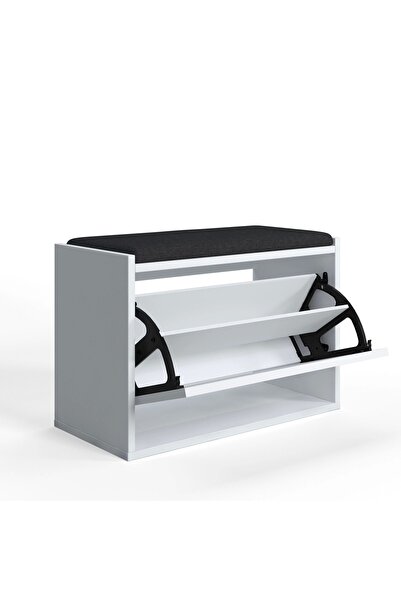 Ruum Store By Doğtaş Tona Oturaklı Ayakkabılık Düşer Kapaklı Minderli Opak Beyaz