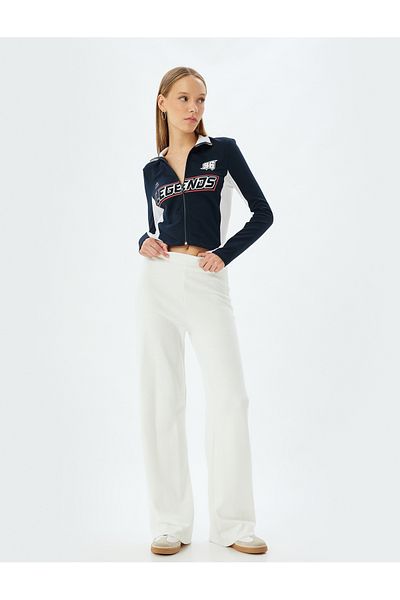 Koton Tricou slim cu imprimeu cu mânecă lungă - guler și fermoar