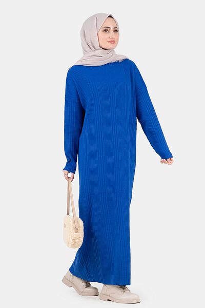 Sevitli Rochie de tricotaj cu cordon-Sax Blue